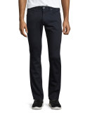 Five-Pocket Dark-Wash Stretch Denim Jeans, Navy