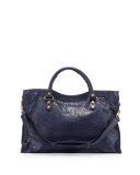 Giant 12 City Lambskin Satchel Bag, Dark Blue