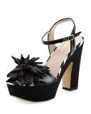 alerina too patent platform sandal, black