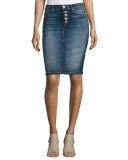 Helena High-Rise Denim Pencil Skirt, Indigo