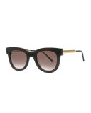 Rounded Square Chevron Sunglasses, Brown