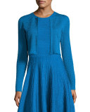 Jacquard Zip-Front Cropped Jacket, Royal