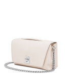 Leather Chain-Strap Flap Bag, Ivory