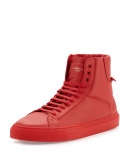 Leather High-Top Sneaker, Red
