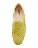 Intrecciato Suede Smoking Slipper, Gold