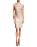 Crisscross Sleeveless Bandage Dress, Rose Gold