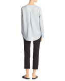 Menswear Striped Charmeuse Shirt, Blue