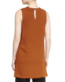Sleeveless Lace-Inset Blouse, Mustard/Black