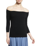 3/4-Sleeve Knit Top, Black 