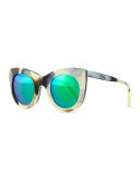 Boca Cat-Eye Sunglasses, Horn
