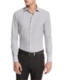 Gingham Woven Sport Shirt, Medium Gray Check