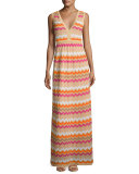 Sleeveless Zigzag Maxi Dress, Multi