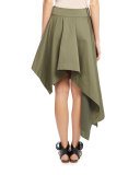 Asymmetric Cropped Skirt, Olive