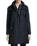 Harlington Zip-Front Hooded Parka Coat, Navy