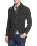 Donegal Three-Button Cardigan Jacket, Anthracite