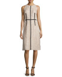 Sleeveless Lace Sheath Dress W/ Ribbon Trim 