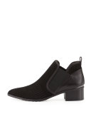 Donny Perforated Low Bootie, Black