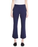 Bi-Stretch Flare-Leg Cropped Pants, Marine