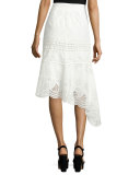 Pollen Lace Asymmetric Midi Skirt, Ivory