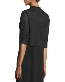 Crepe Knit Cropped Cardigan, Black  