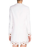 Long-Sleeve Eyelet Sheath Dress, Optic White