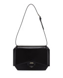 Bow-Cut Leather Shoulder Bag, Black