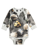 Frank Long-Sleeve Soccer Ball Playsuit, Gray, Size 3-12 Months