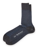 Shadow-Stripe Knit Socks