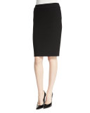 Mid-Rise Ottoman Pencil Skirt, Black