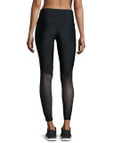 Fierce Mesh-Stripe Leggings, Black