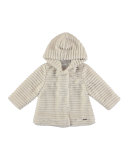 Hooded Faux-Fur Coat, Cream, Size 3-6