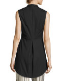 Livigno Long Sleeveless Stretch-Cotton Tunic, Black