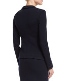 Side-Ruching One-Button Jacket, Midnight Blue
