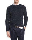Cable-Knit Donegal Sweater, Navy
