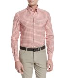 Check Long-Sleeve Sport Shirt, Red
