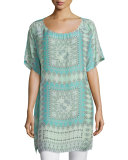 Arroyo-Ice Short-Sleeve Long Tunic, Multi Colors