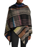 Plaid Wool-Blend Wrap, Blue