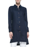 Long-Sleeve Linen Duster, Midnight 
