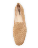 Intrecciato Suede Smoking Slipper, Camel