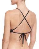 Solid Lattice High-Neck Swim Top, Black