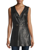 Leather Waistcoat Jumper, Noir