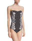 Vintage Glam Bandeau One-Piece Swimsuit