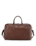 Roll-Up Leather Garment Bag, Brown