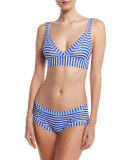 Breton Stripe-Print Lace Bralette, Blue/White