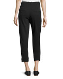 Wool-Blend Carrot Pants, Heather Charcoal