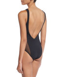 Mesh-Side One-Piece Swimsuit