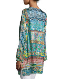 Frame Printed Silk Georgette Tunic, Multi