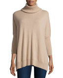 Cashmere Dolman-Sleeve Turtleneck Sweater, Sand
