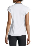 Cap-Sleeve Petal-Hem Shirt, White