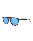 Men's Rainey Round Top-Bar Sunglasses, Black/Blue